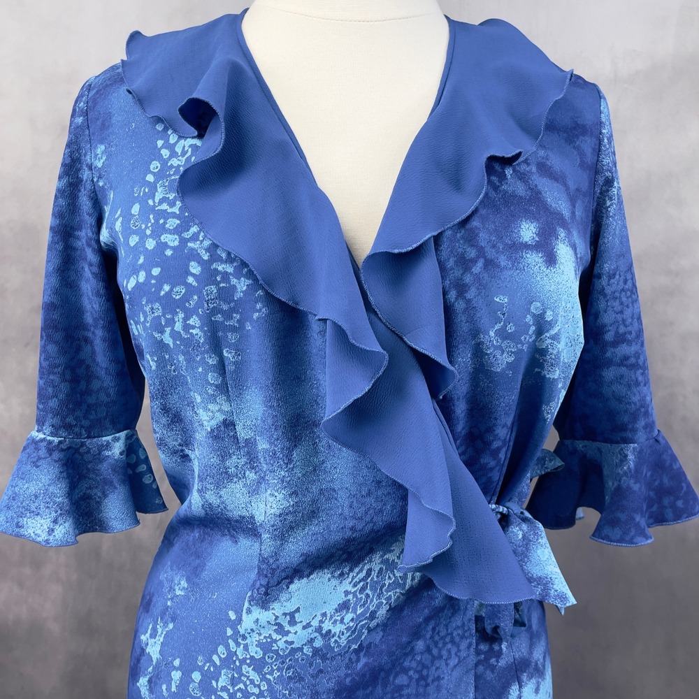 Seasons Ruffled Wrap Dress Size 46 US L Artistic Statement Romantic Feminine - Picture 3 of 15